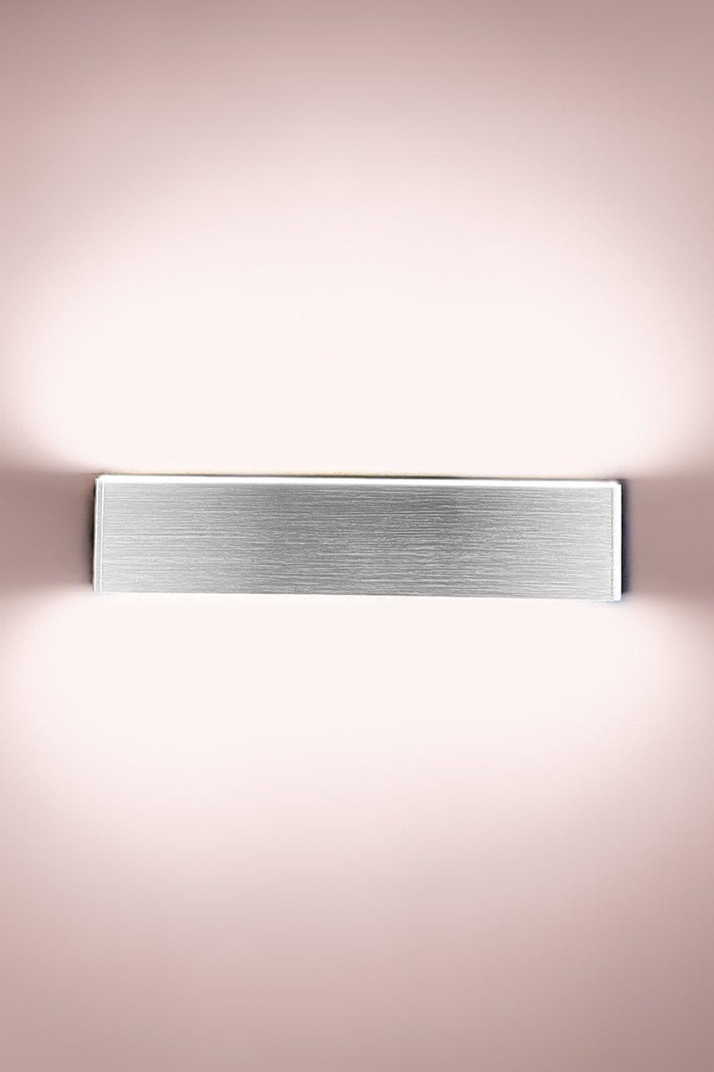 LED Up Down Wall Light Brushed Aluminium Finish Warm 12W Non Dimmable