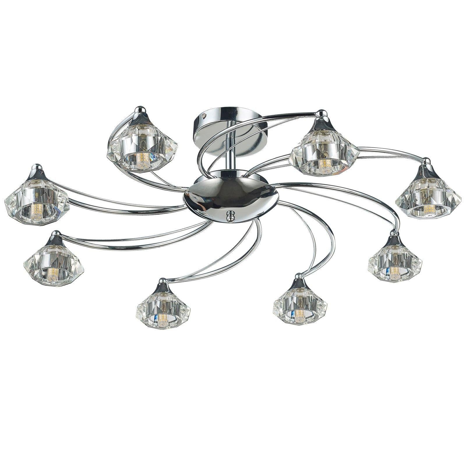 8 Light Semi Flush Ceiling Light Polished Chrome Finish