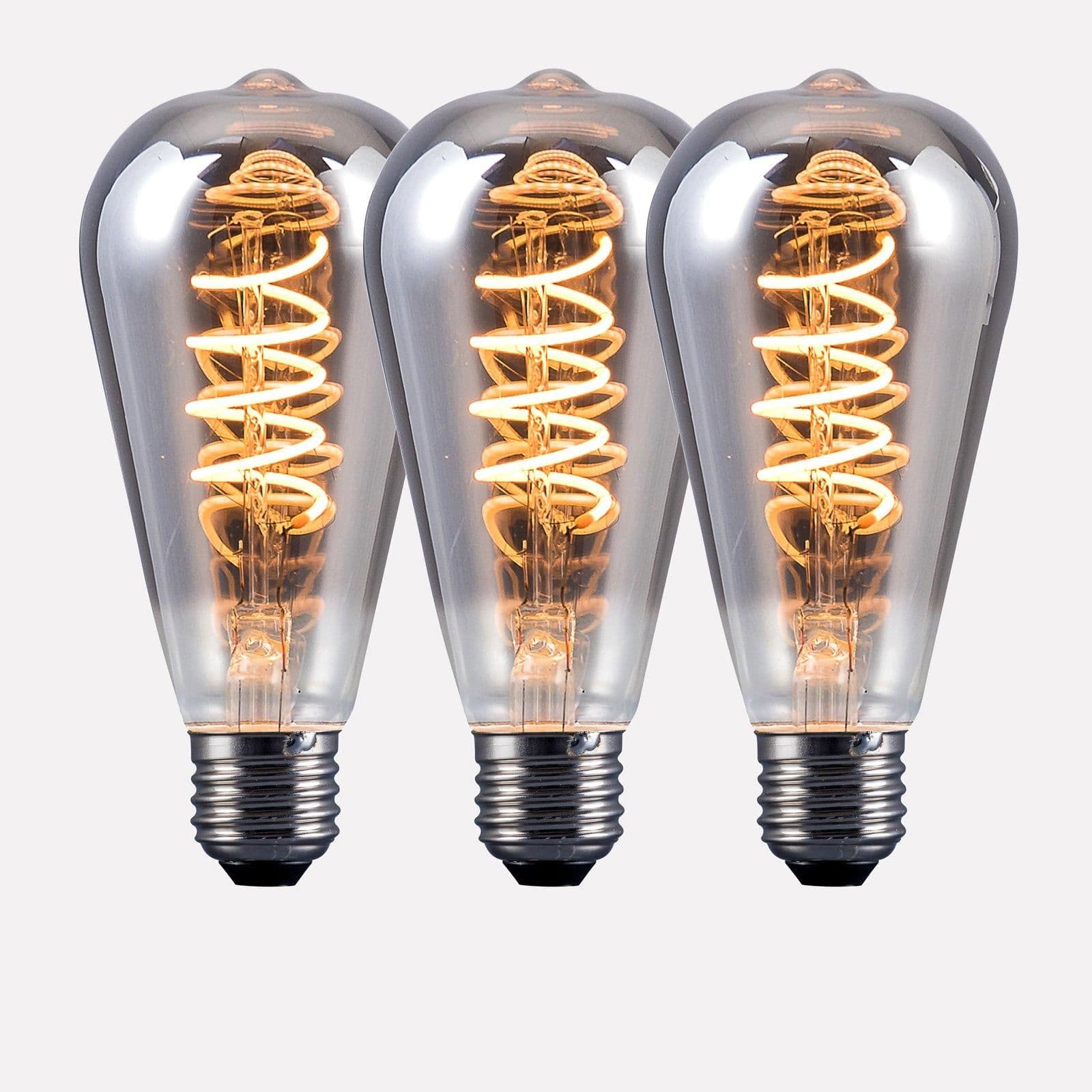 4 Watts ST64 E27 LED Bulb Smoked Warm Dimmable Pack 3