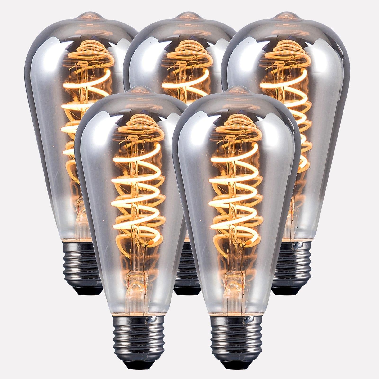 4 Watts ST64 E27 LED Bulb Smoked Warm Dimmable Pack 5