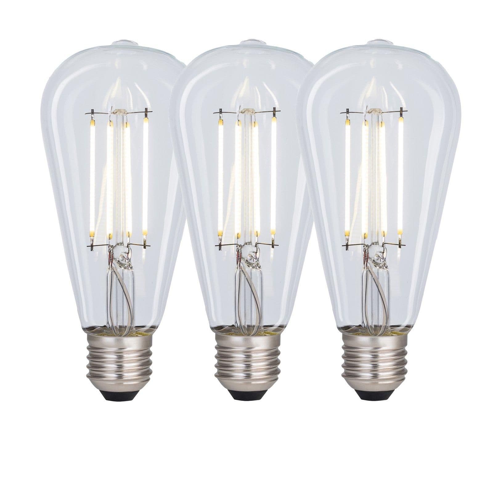 8 Watts ST64 E27 LED Bulb Clear Cool Dimmable Pack 3