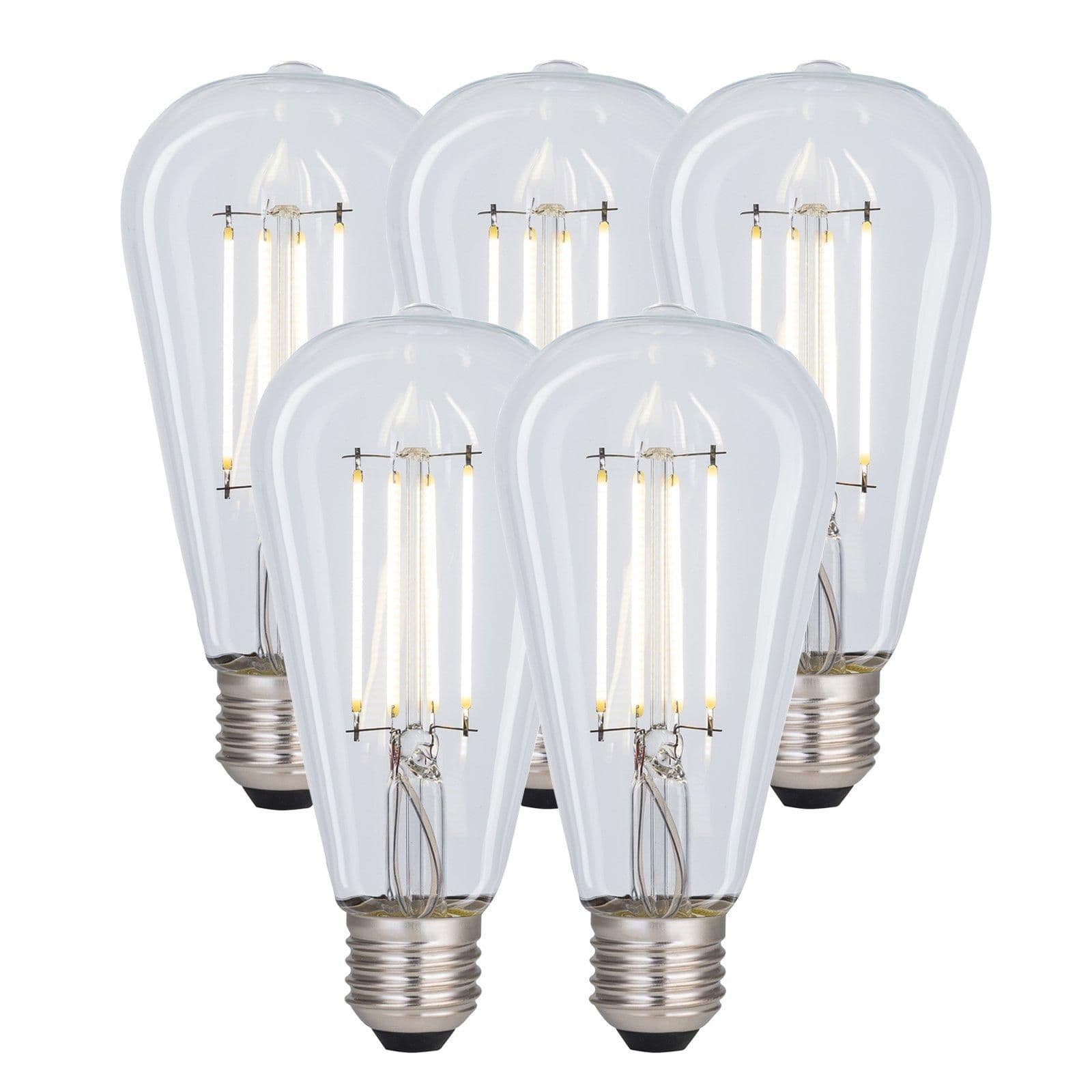 8 Watts ST64 E27 LED Bulb Clear Cool Dimmable Pack 5