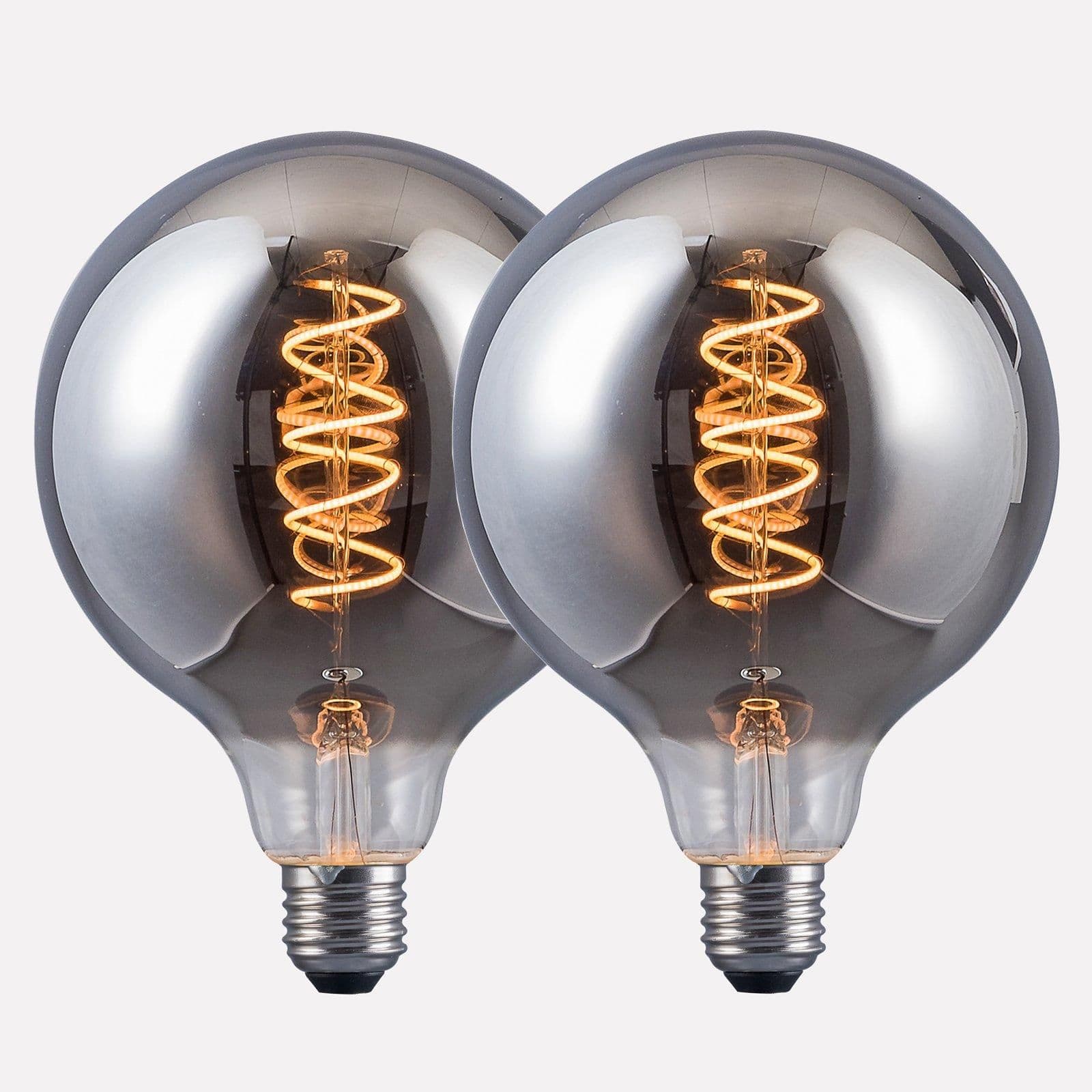 4 Watts G125 E27 LED Bulb Smoked Globe Warm Dimmable Pack 2