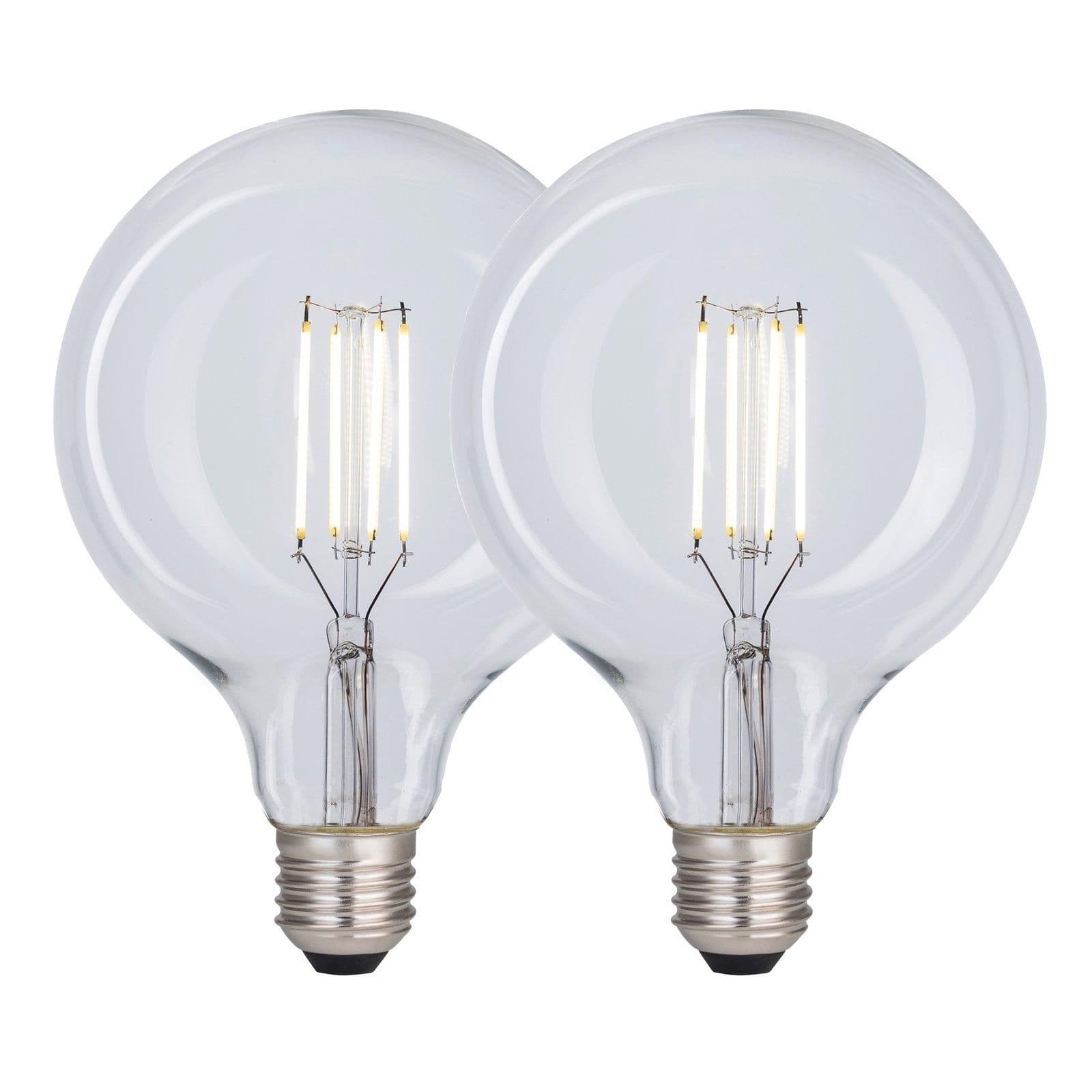 8 Watts G125 E27 LED Bulb Clear Globe Cool Dimmable Pack 2