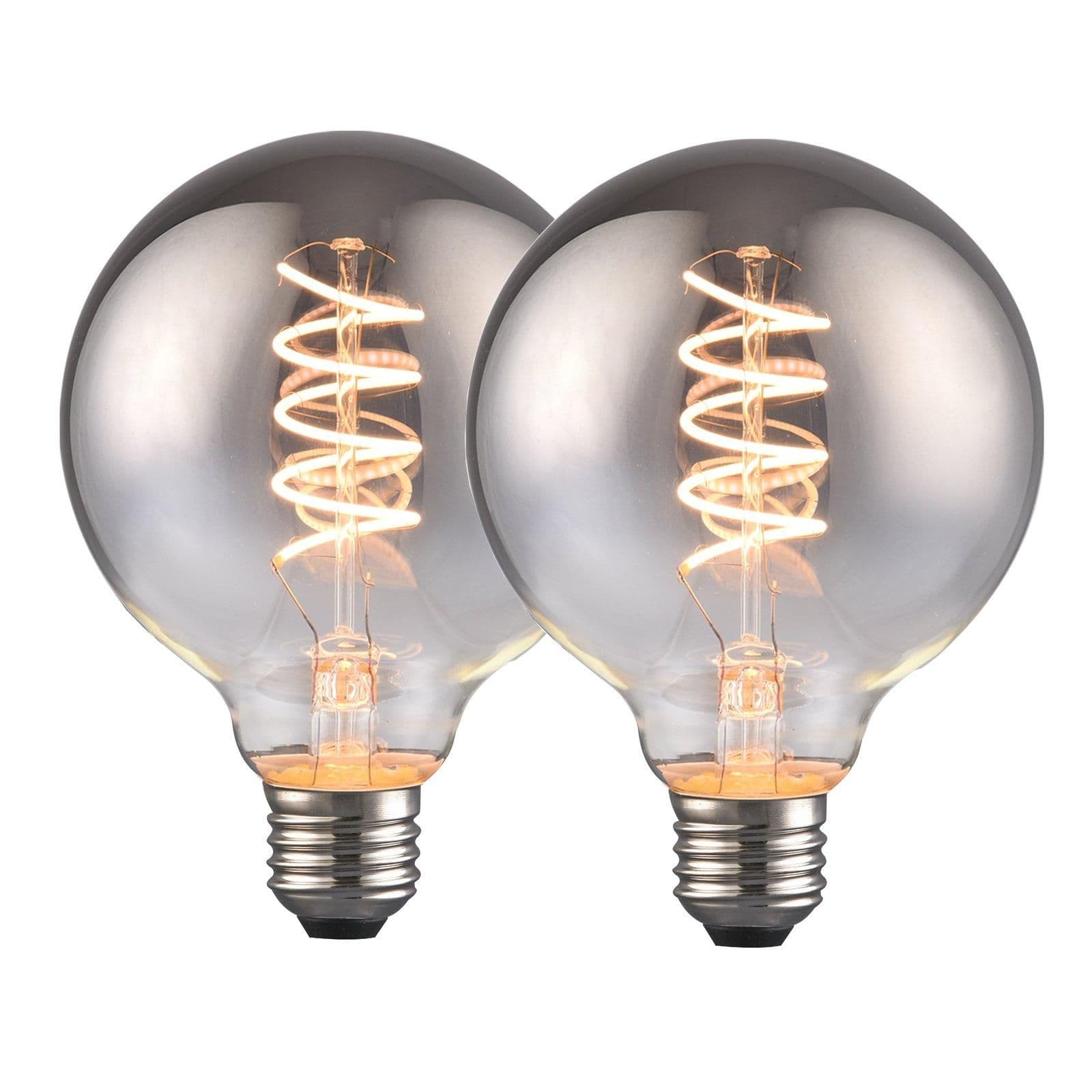 4 Watts G95 E27 LED Bulb Smoked Globe Warm Dimmable Pack 2