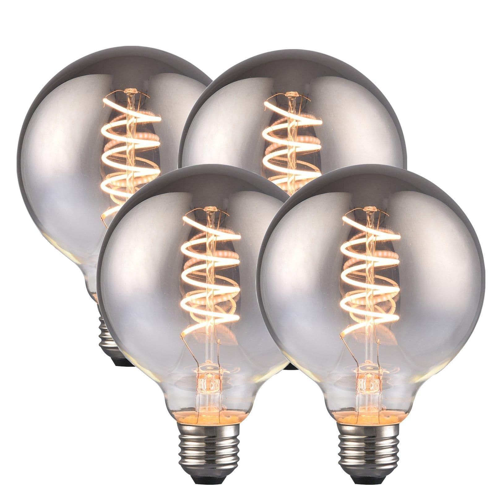 4 Watts G95 E27 LED Bulb Smoked Globe Warm Dimmable Pack 4