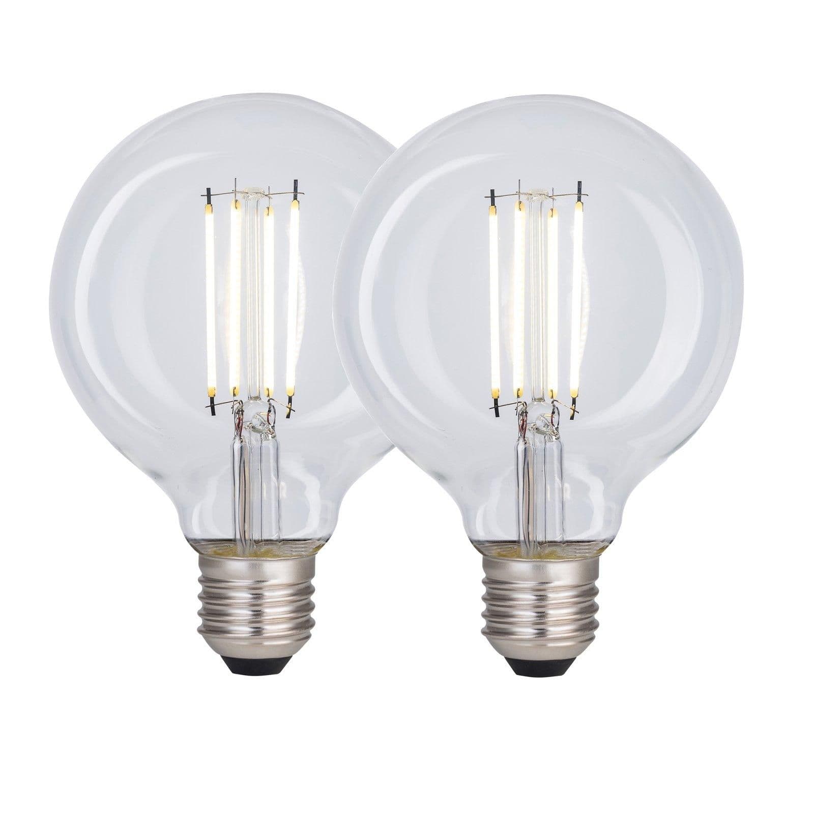 8 Watts G95 E27 LED Bulb Clear Globe Cool Dimmable Pack 2