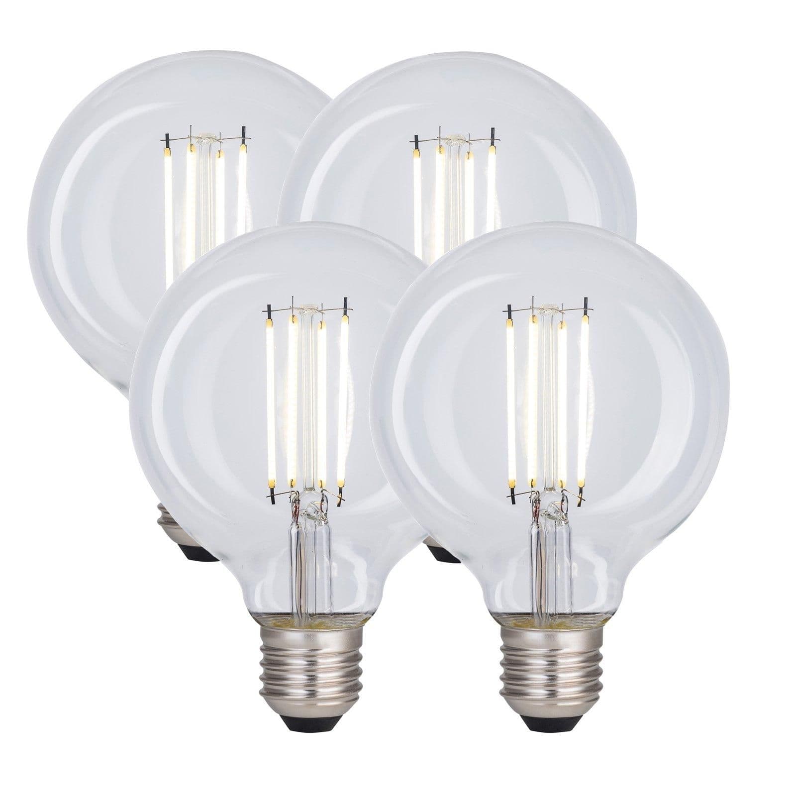 8 Watts G95 E27 LED Bulb Clear Globe Cool Dimmable Pack 4