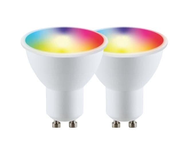 Wi Fi GU10 5.5 Watts LED Smart Bulb RGB CCT 2700K 6500K Dimmable Pack 2