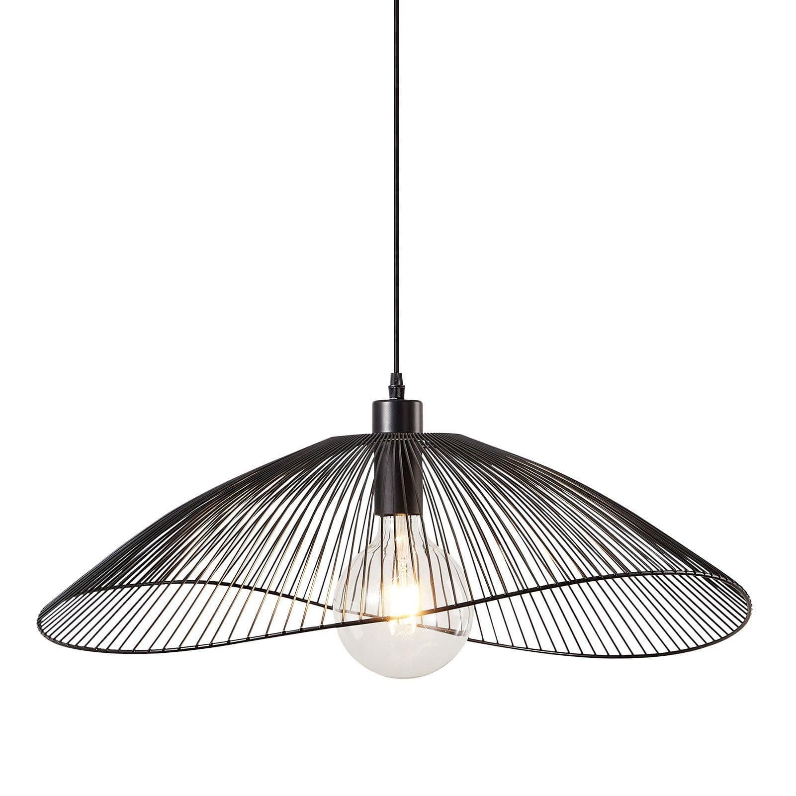 Contemporary Medium Pendant Ceiling Light Decorative shade curved metal threads