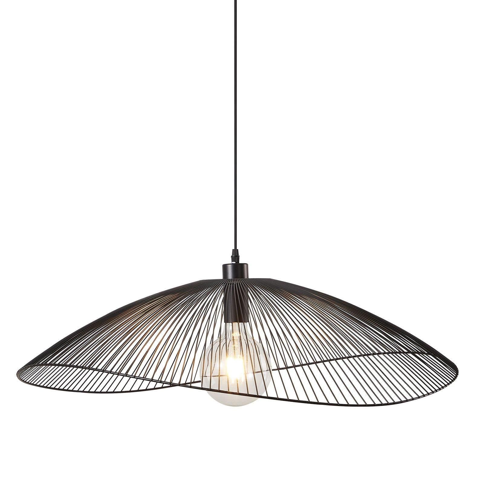 Contemporary Large Pendant Ceiling Light Decorative shade curved metal threads