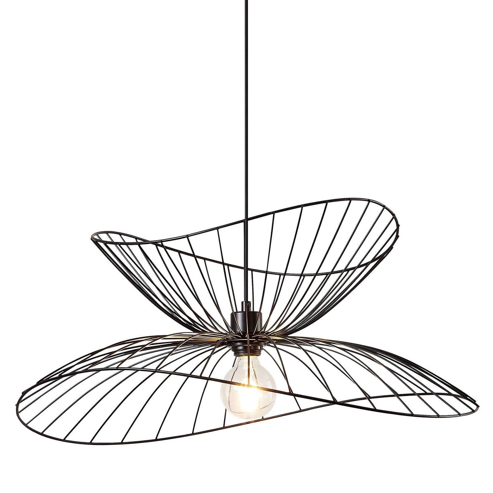Contemporary Medium Pendant Ceiling Light Twin Shades made curved metal threads