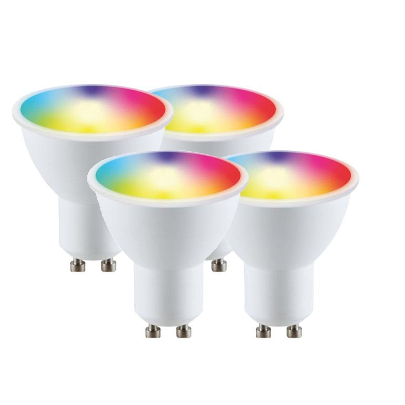 Wi Fi GU10 5.5 Watts LED Smart Bulb RGB CCT 2700K 6500K Dimmable Pack 4