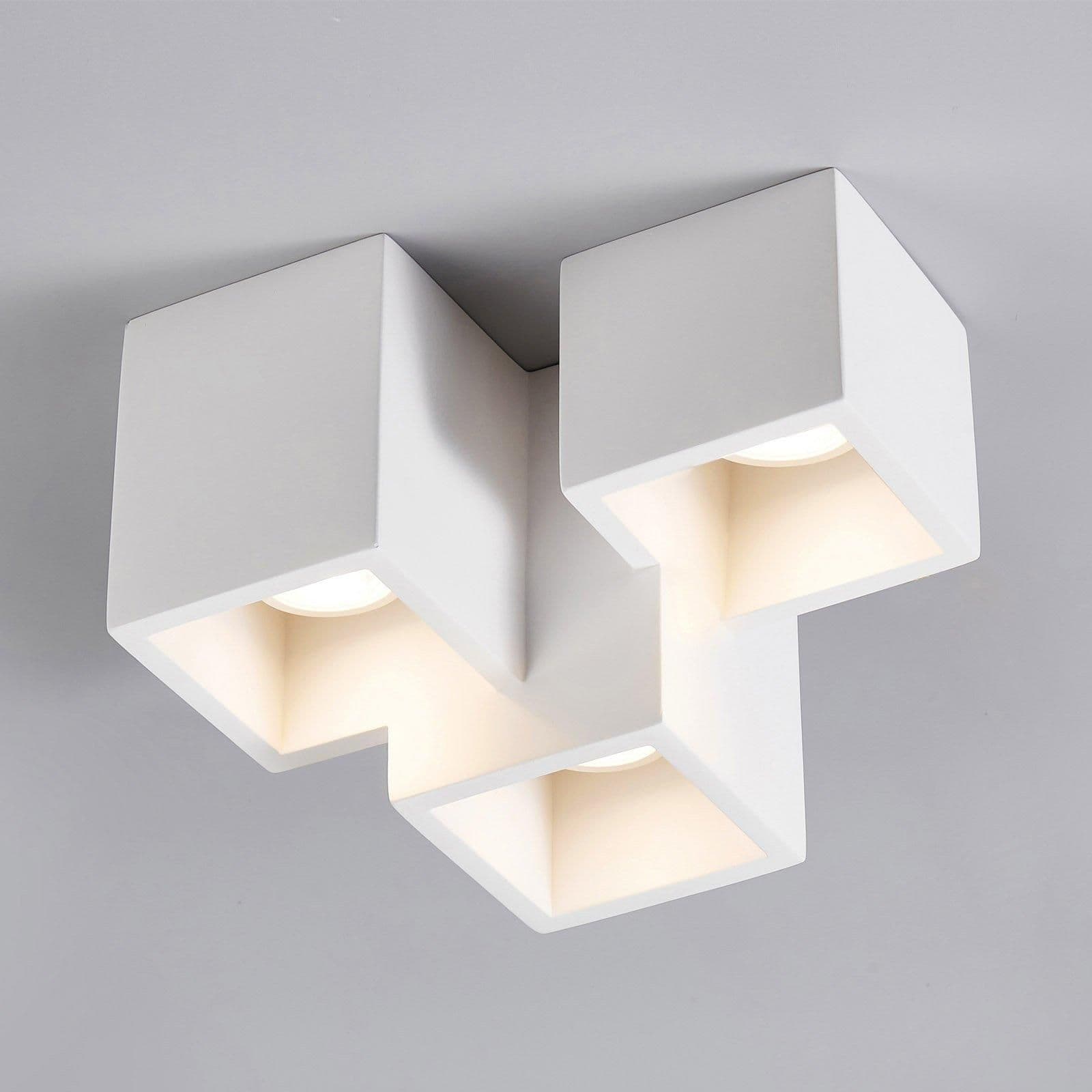 3 Light Plaster Flush Ceiling Light