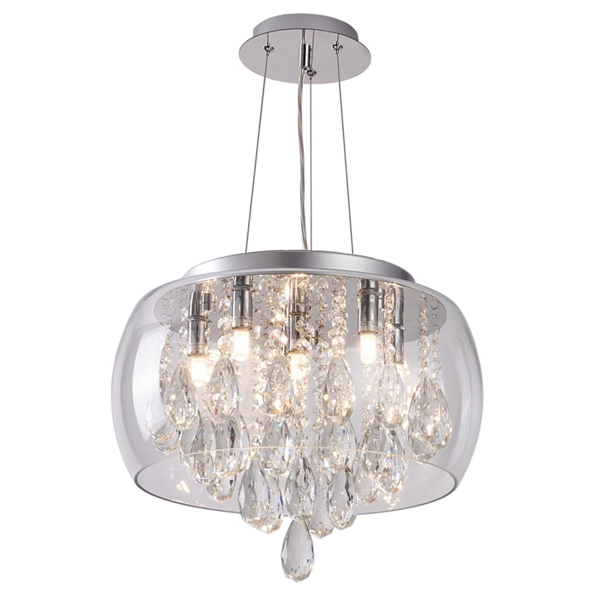 6 Light Pendant Ceiling Light Large shade crystals