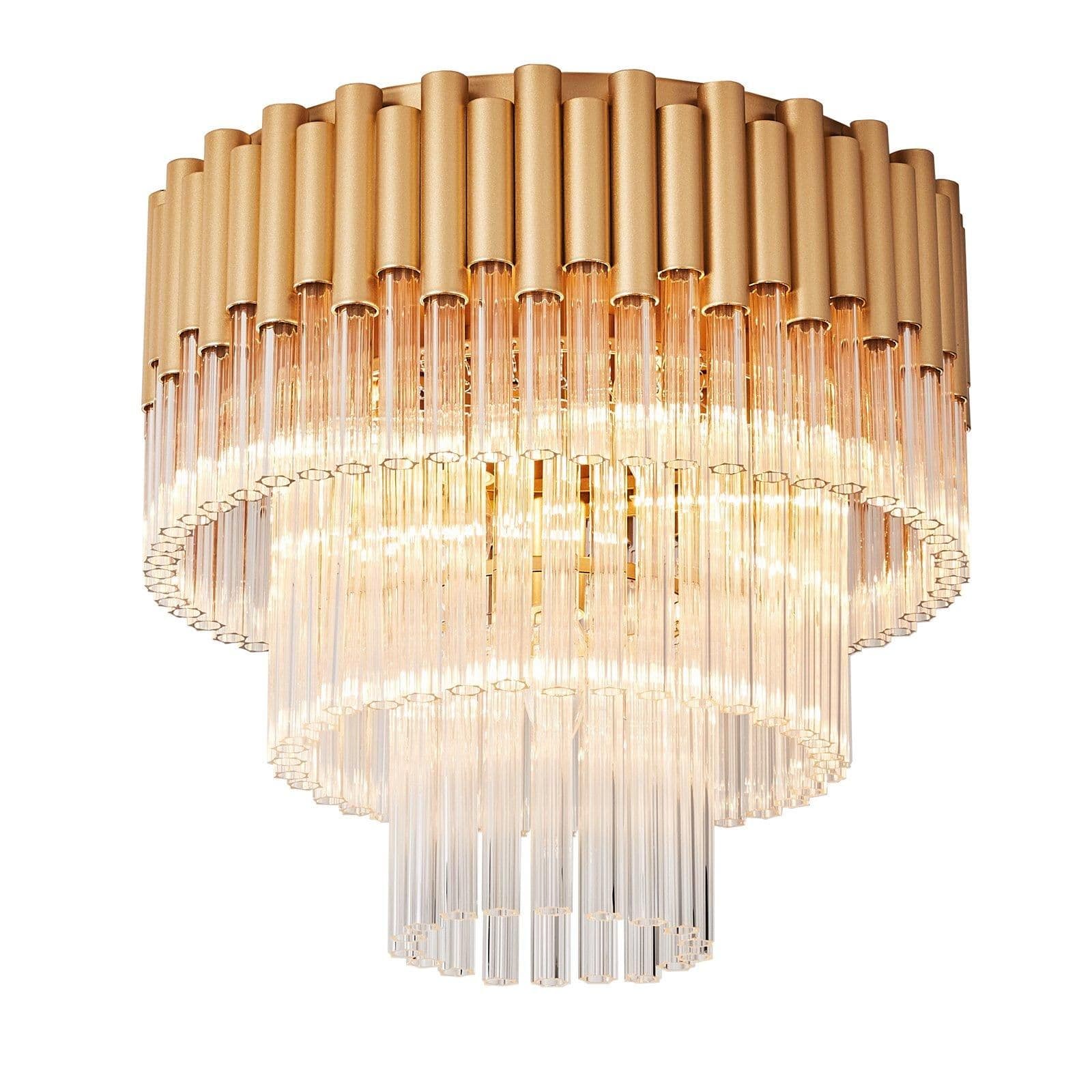 5 Light Flush Ceiling Light Decorative Glass Rods