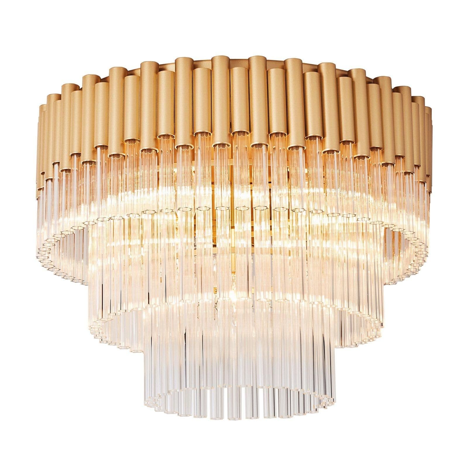7 Light Flush Ceiling Light Decorative Glass Rods