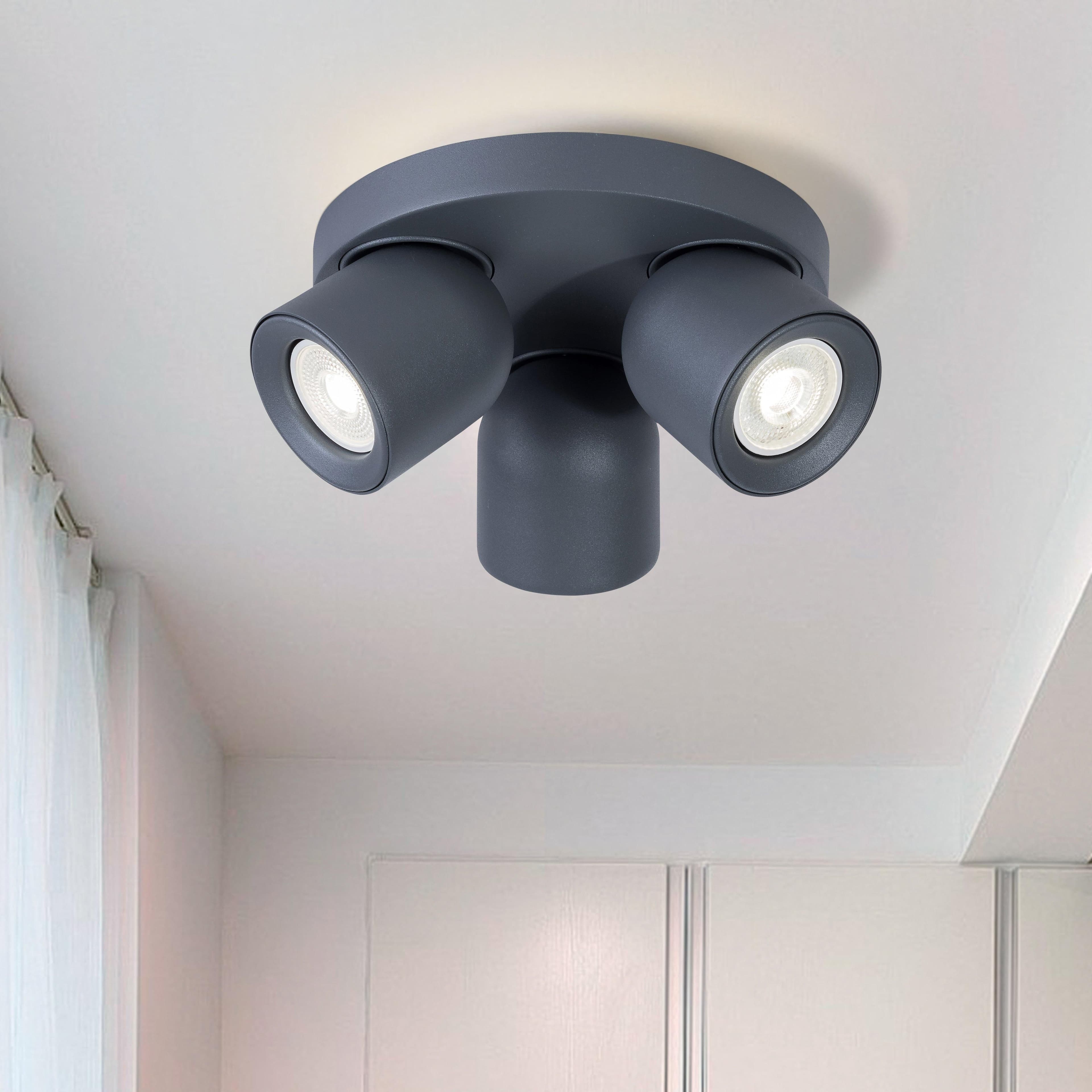 3 Light GU10 Round Ceiling Spotlight 3x GU10