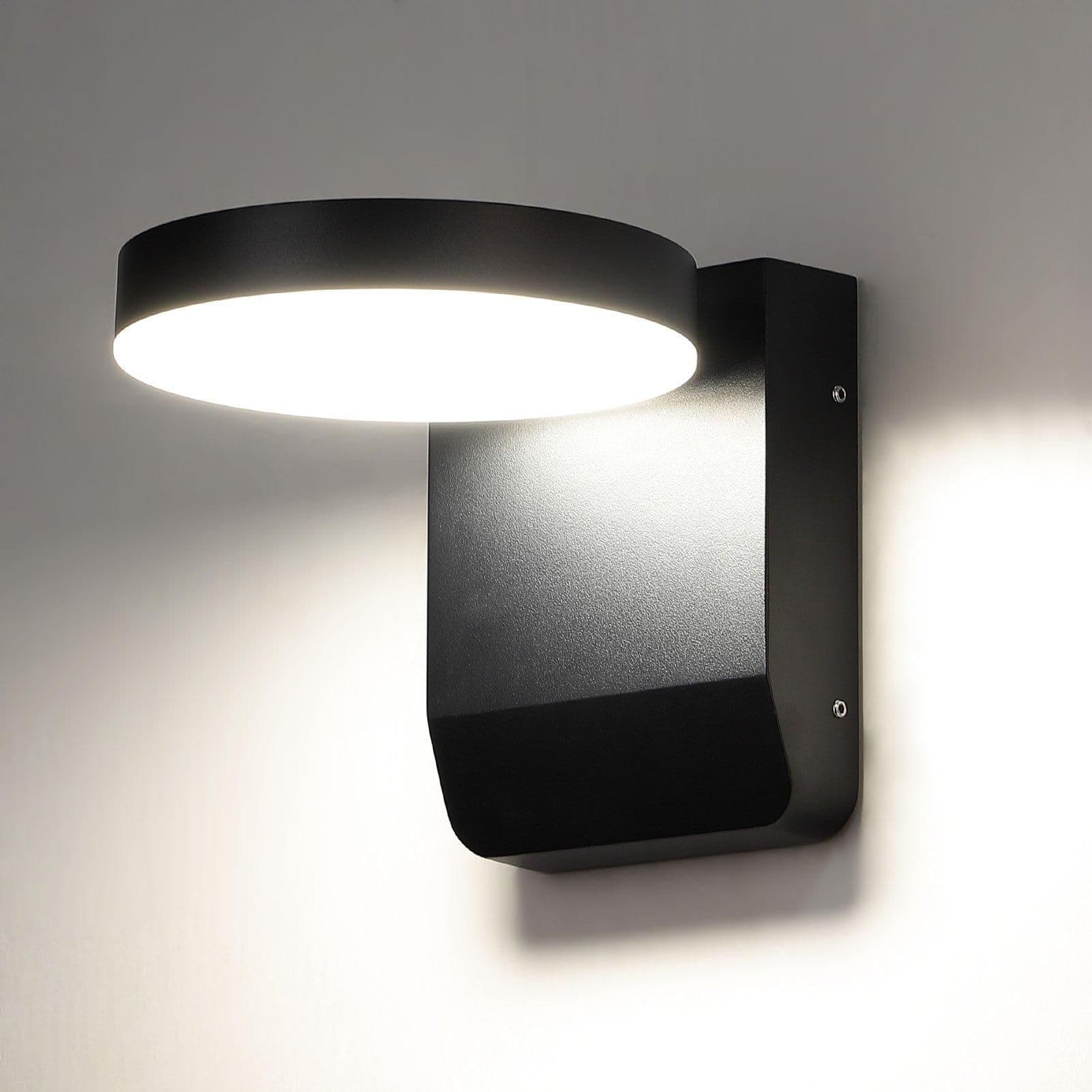 Matt Modern Round LED Outdoor Wall Light Mains Powered Weatherproof IP54 20W Integrated LED 4000K 1400 Lumens