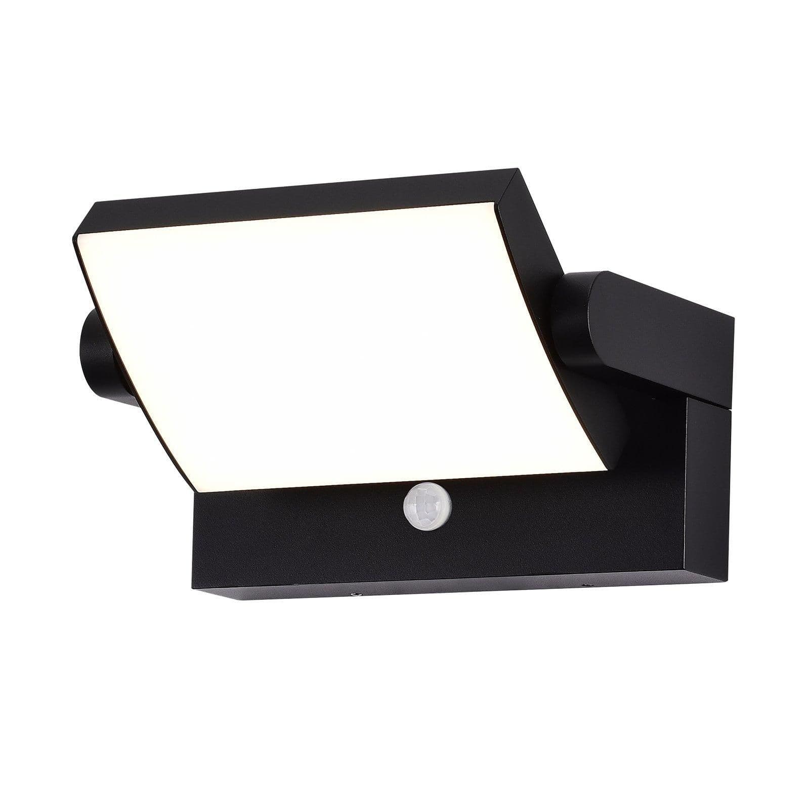 Matt Modern Rectangular LED Outdoor Wall Light Mains Powered Weatherproof PIR Sensor