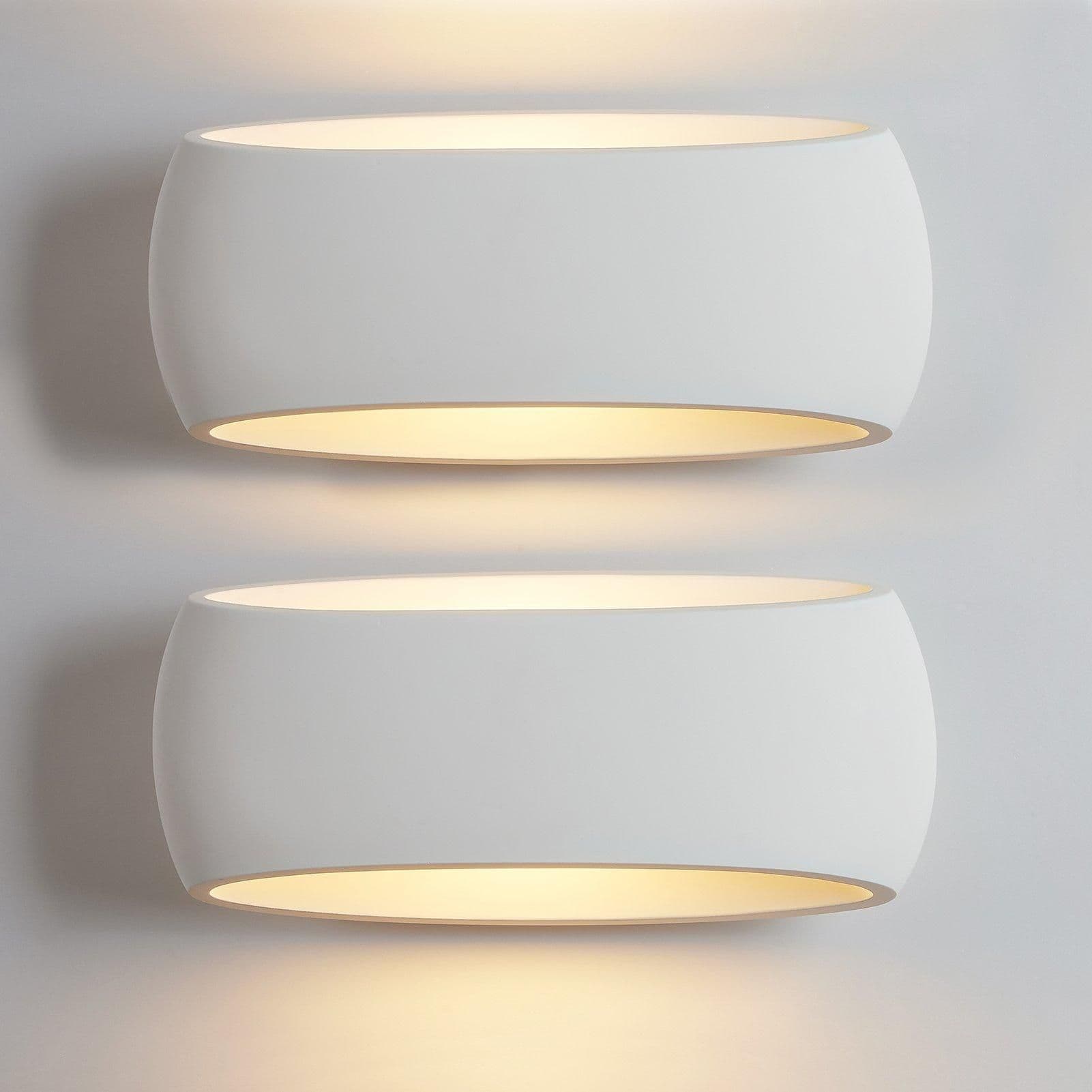 2X Large Wall Sconce Lamp Oval Ceramic Shade Plaster Wall Light