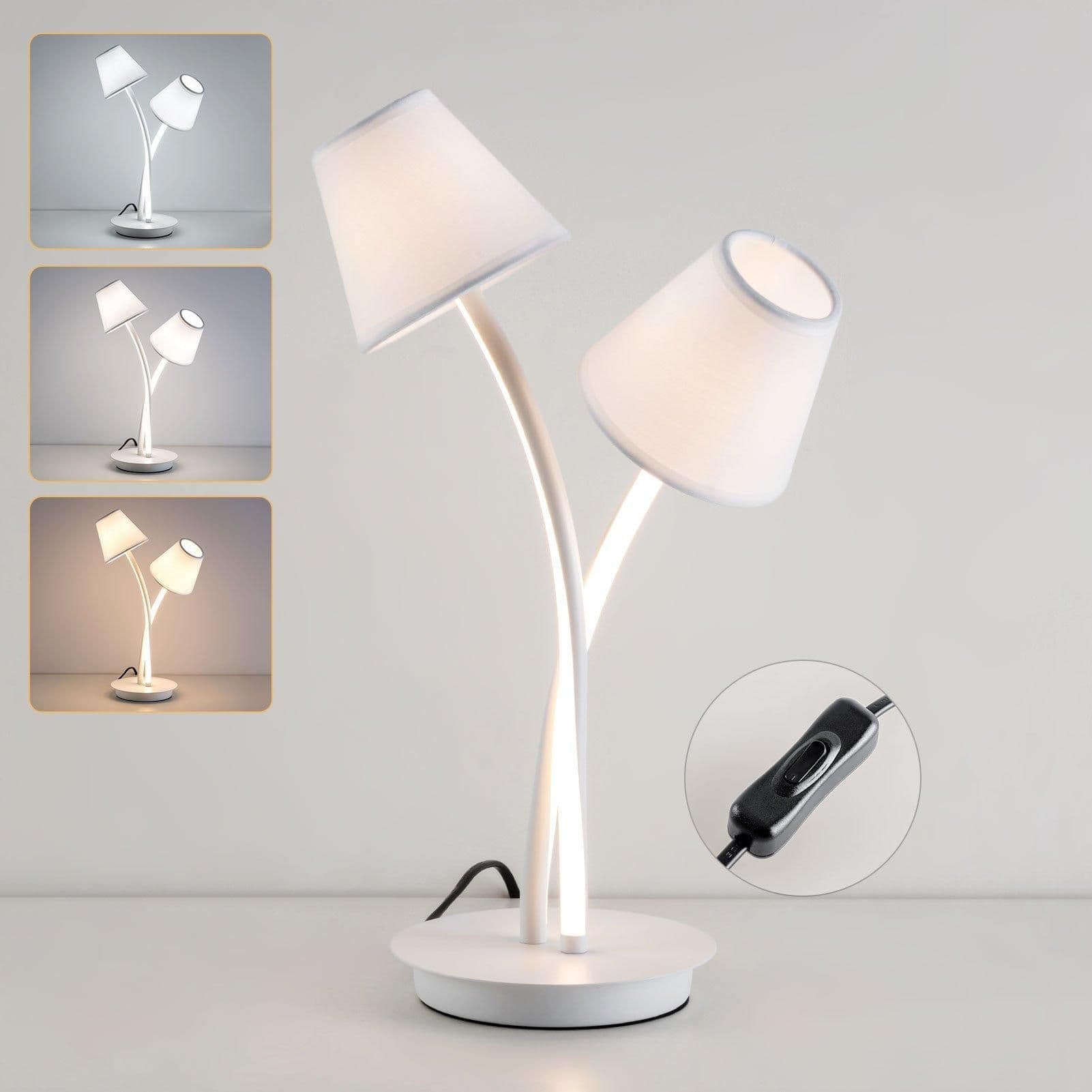 LED Table Lamp Bedside Table Light 2 Vintage Lampshades