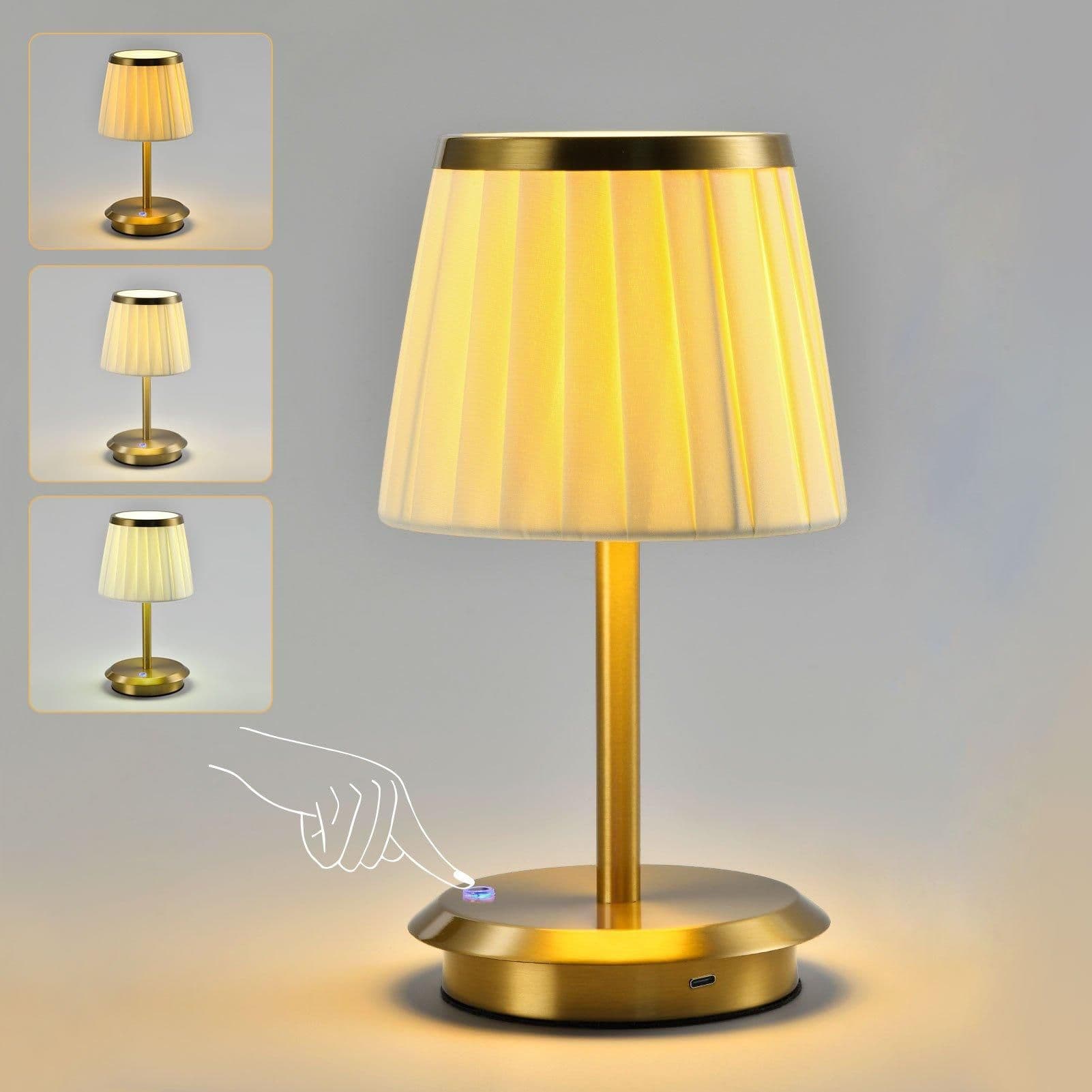 Bedside Lamps Vintage Touch Table Lamp Linen Fabric Shade