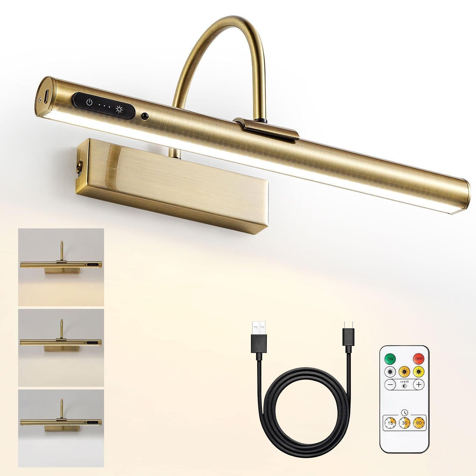 Picture light Wall Antique Brass Magnetic Battery Operated Wall Lights