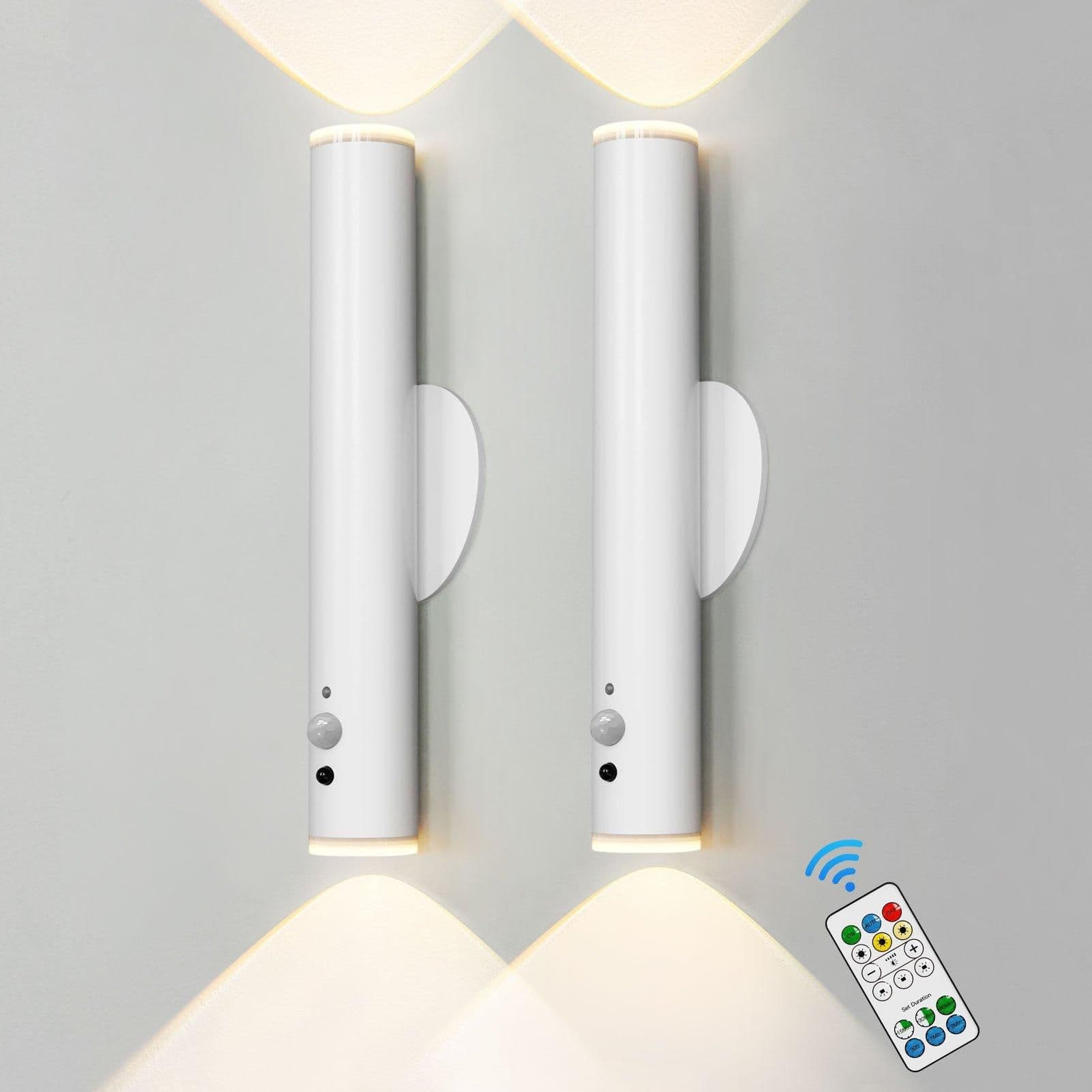 2 Packs Battery Operated Wall Lights Motion Sensor Rechargeable Wall Lamp Indoor