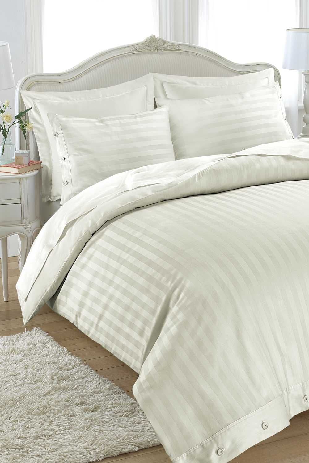 Luxury Satin Stripe 100% Egyptian Cotton Duvet Cover Set