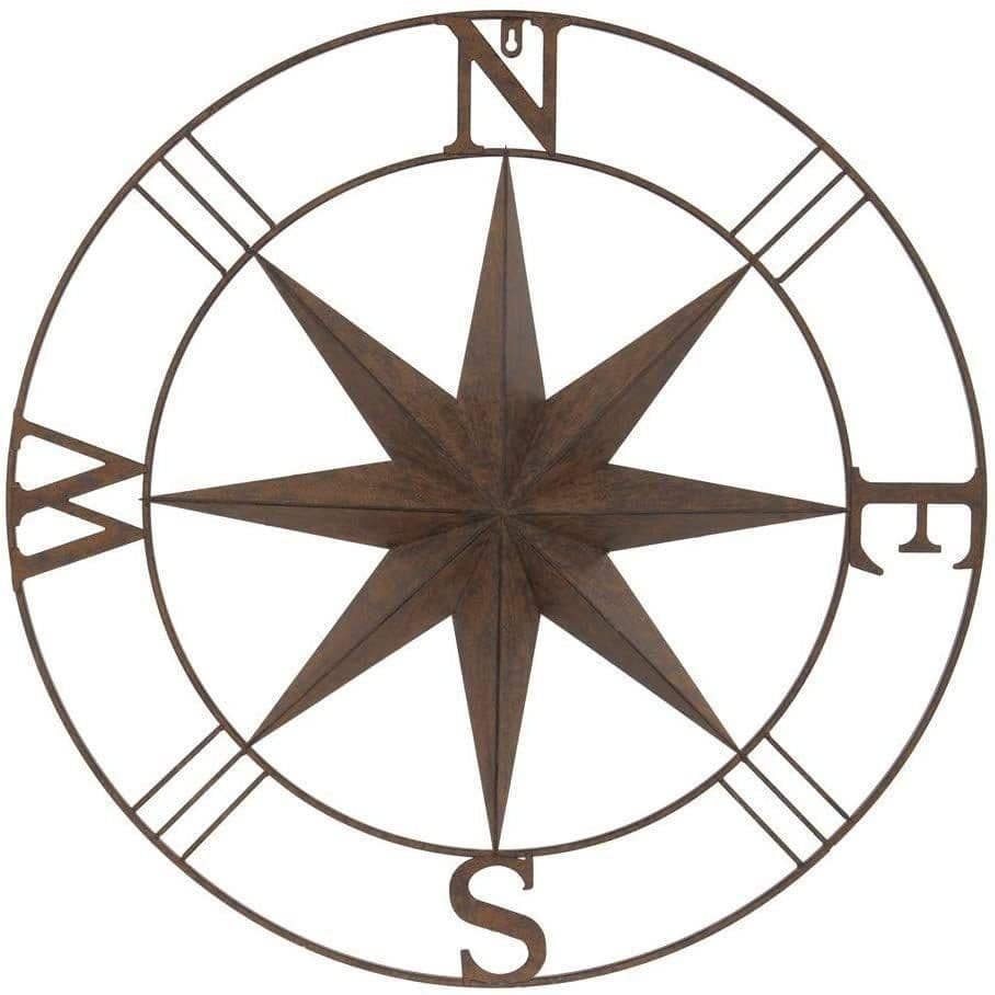 Coloured Metal Compass Screen Plaque 74cm