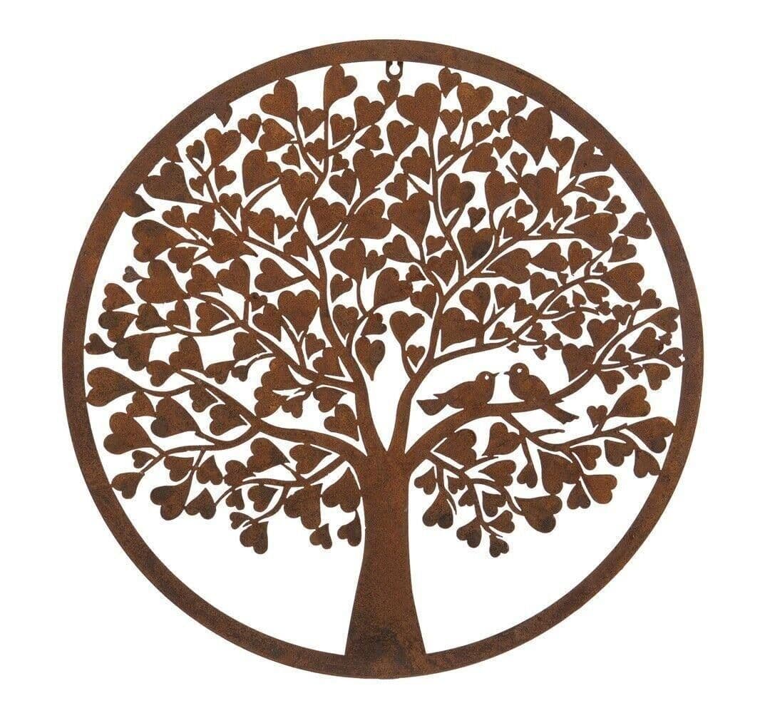 Heart Leaf Tree Wall Screen Pair Love Birds 60cm Diameter