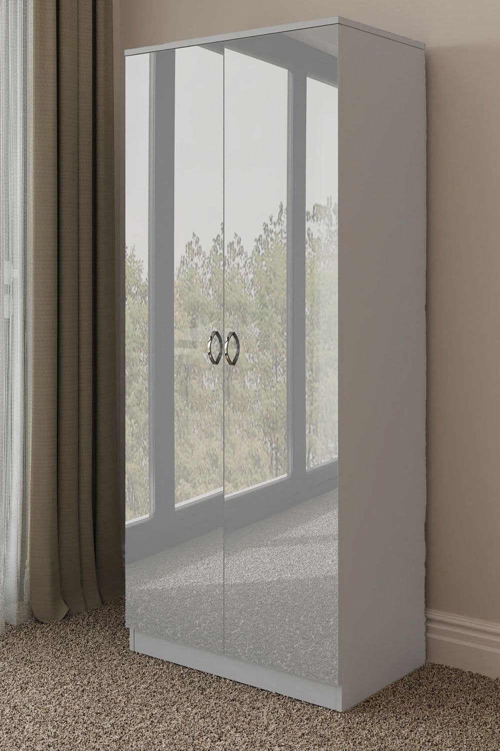 High Gloss 2 Door Double Wardrobe