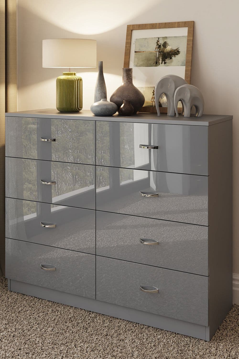 High Gloss 8 Drawer Chest Drawers