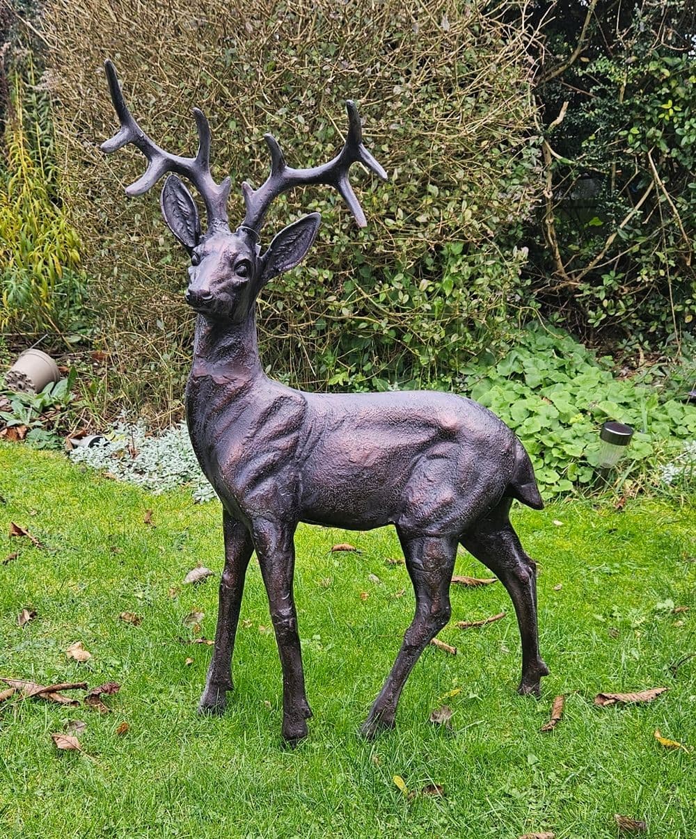Standing Stag Buck Ornament cast Aluminium Large