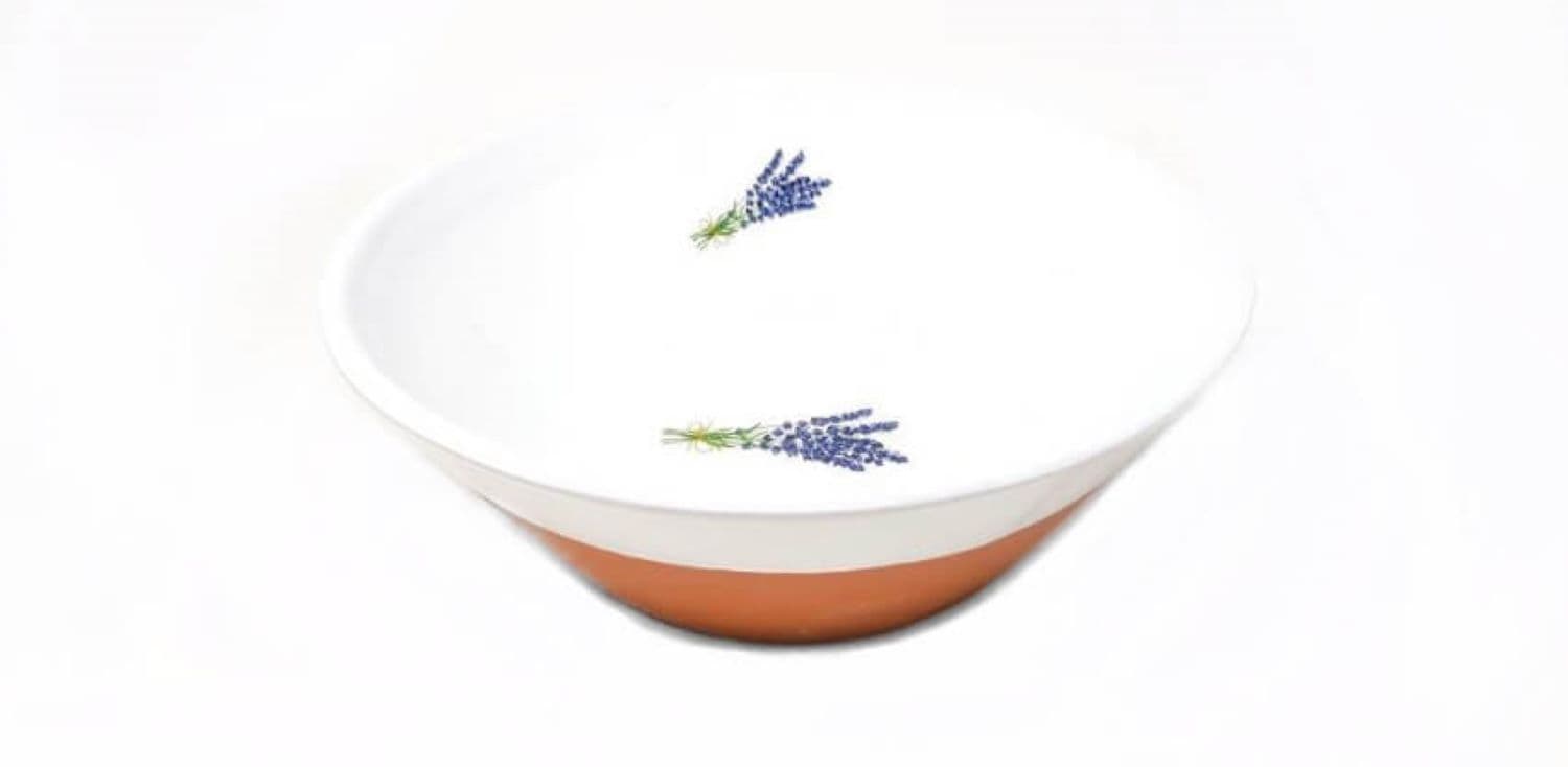 Lavender Hand Dipped Plant Ceramic Kitchen Dining Salad Bowl (D) 23cm x (H) 8cm