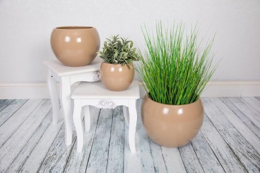 Epoxi Round Beige Semi Gloss Home Décor Display Indoor Flower Plant Pot 24cm