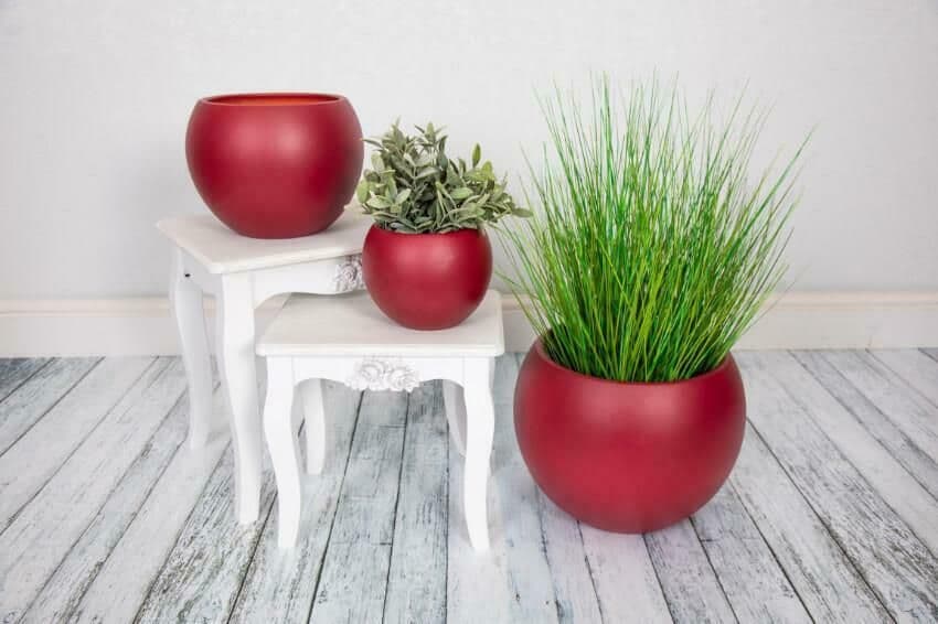 Epoxi Round Maroon Textured Matte Home Décor Display Indoor Plant Pot 24cm