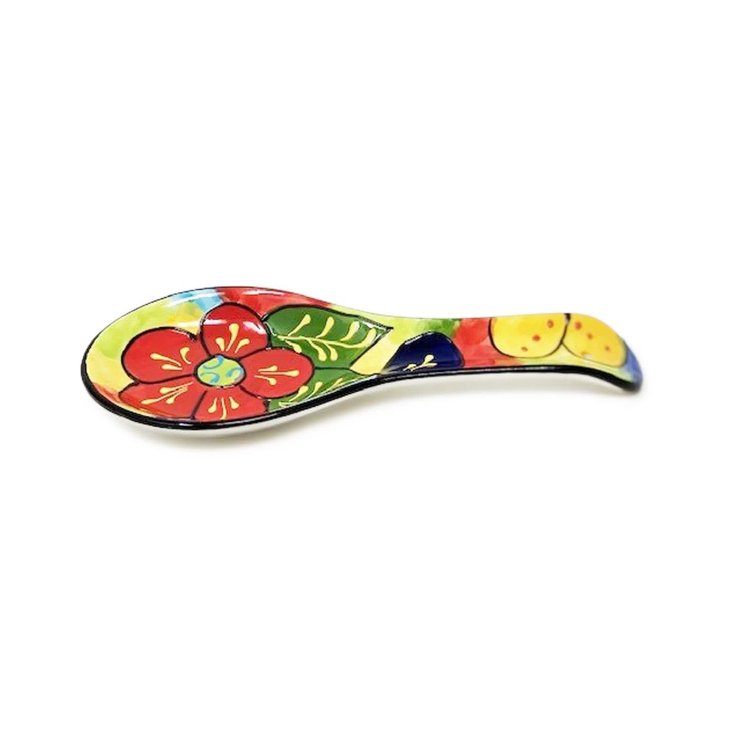 Classic Spanish Hand Painted Kitchen Dining Spoon Rest (L) 26cm Floral