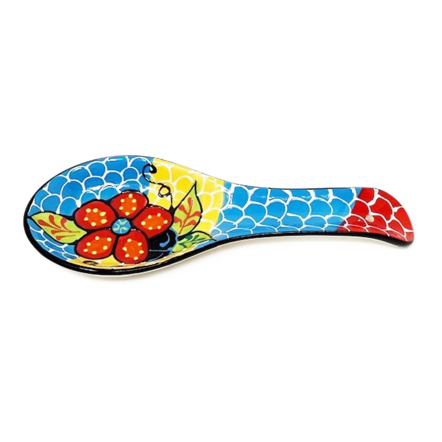 Classic Spanish Hand Painted Kitchen Dining Spoon Rest (L) 26cm Fish Scales