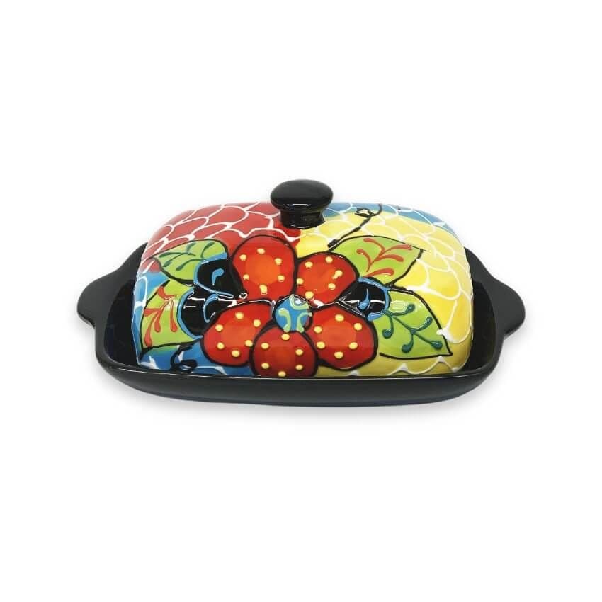 Classic Spanish Hand Painted Kitchen Dining Butter Dish (L) 19cm x (H) 7cm Fish Scales