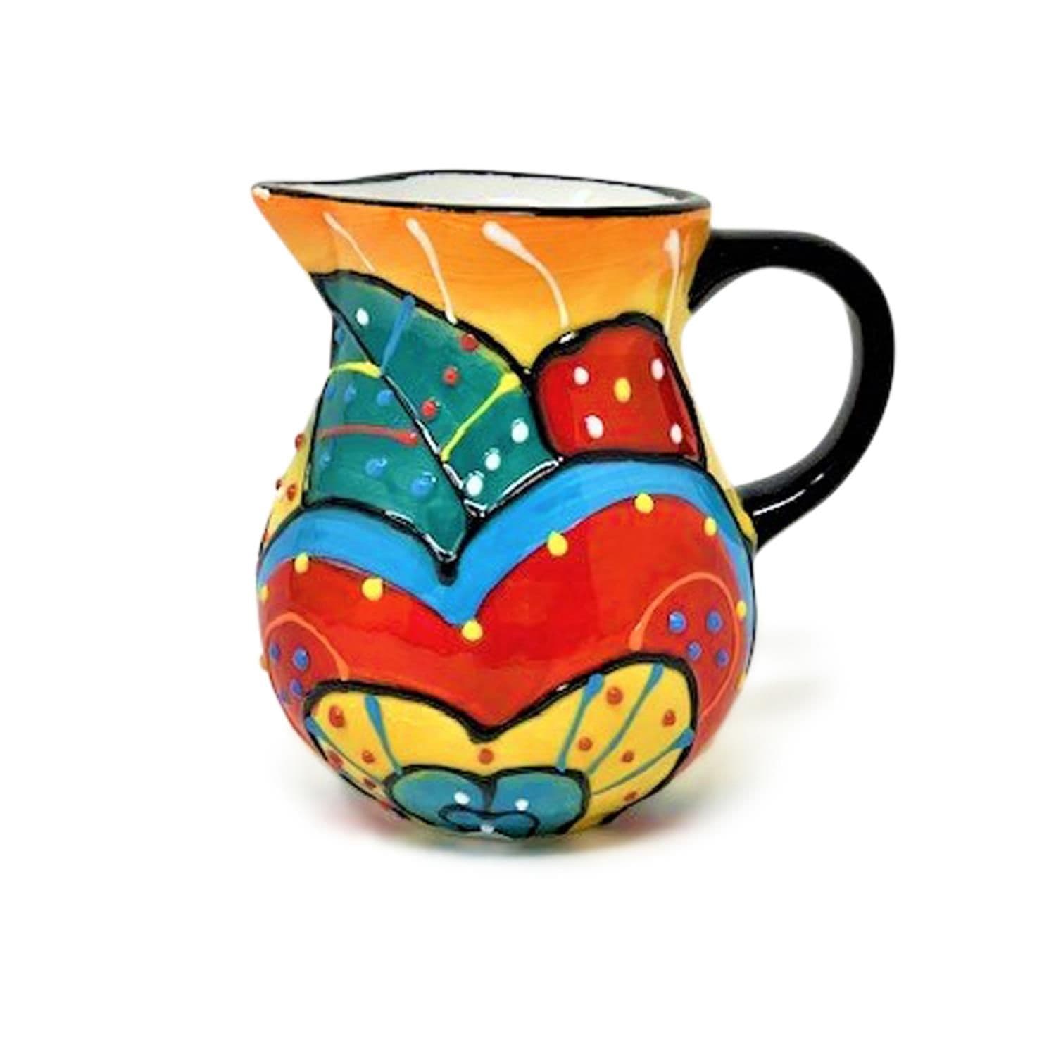 Classic Spanish Hand Painted Home Decor Mini Pourer Jug (H) 9cm Red/Yellow Flower