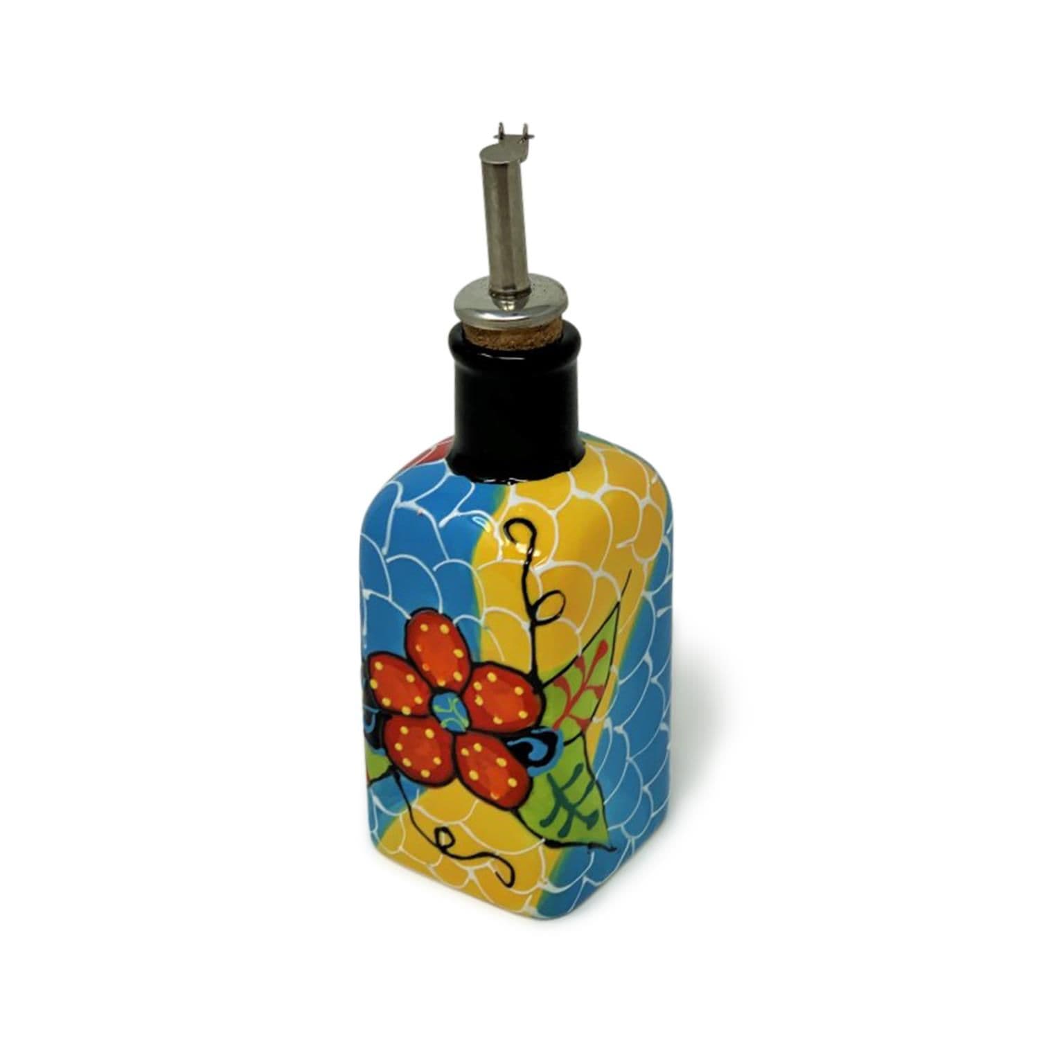 Classic Spanish Hand Painted Kitchen Dining Squared Oil Drizzler 250ml Fish Scales