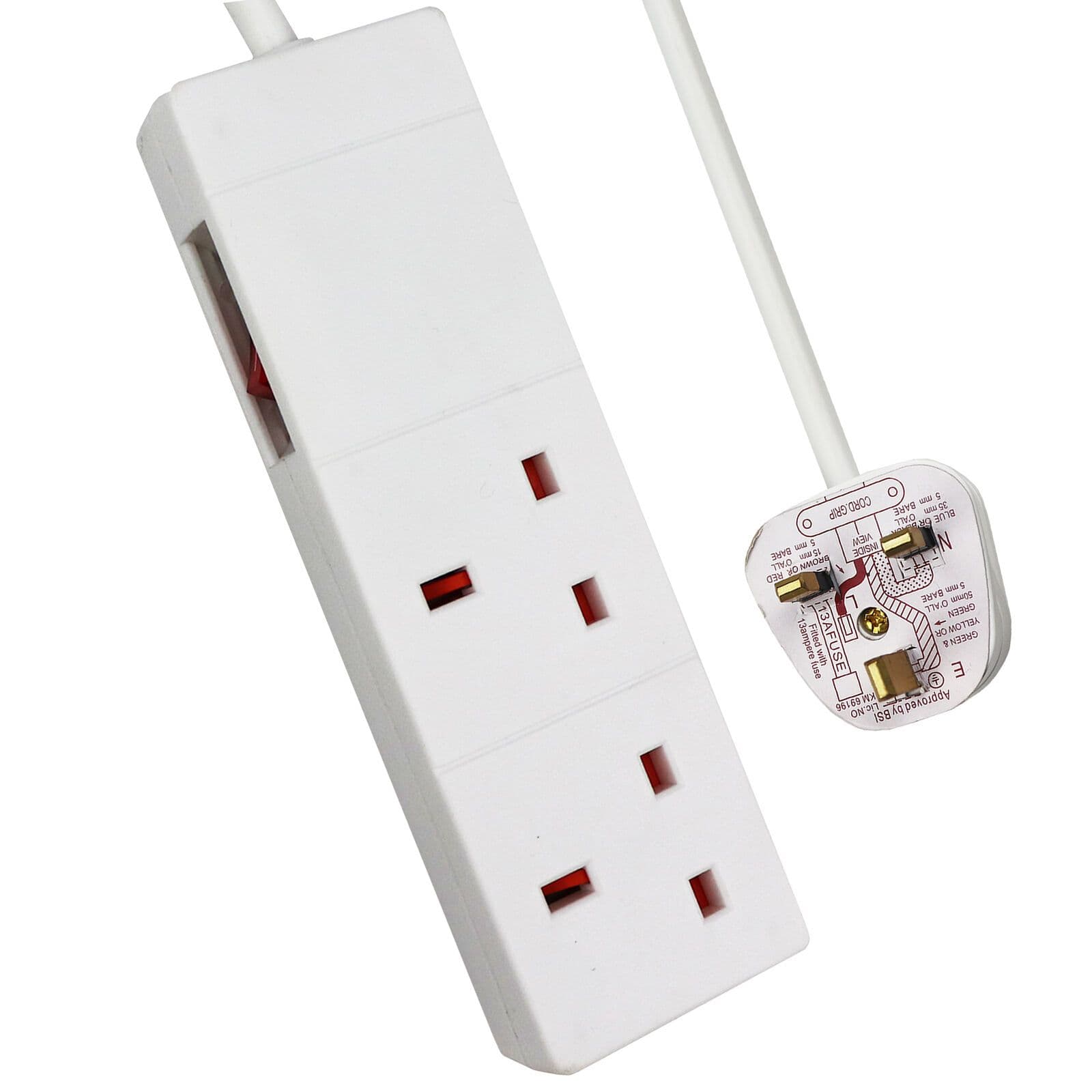 2 Gang Indicator Side Switched Extension Lead 1M