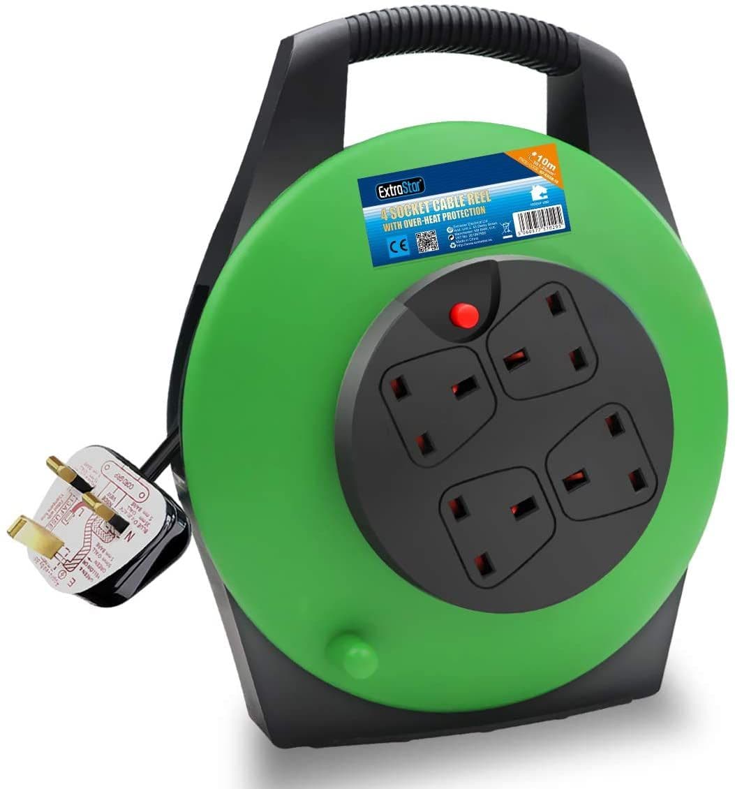 4 Gang Heavy Duty 10M indoor outdoor Cable Reel Thermal overload protection