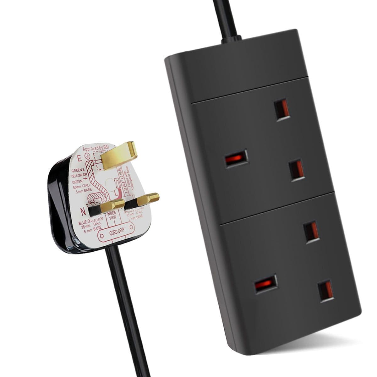 2 Way Extension Leads 5M Black