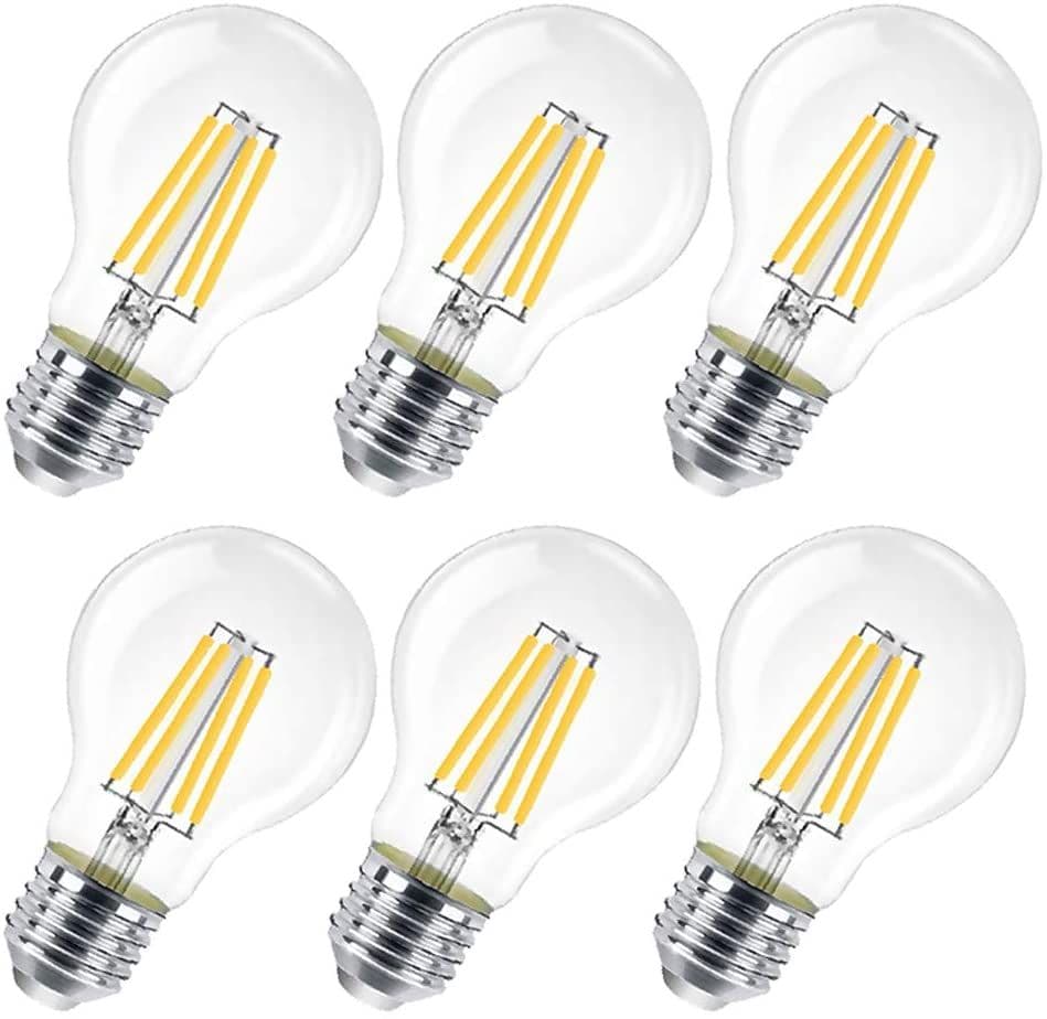 8W LED Transparent Glass Light Bulb E27 2700K pack 6