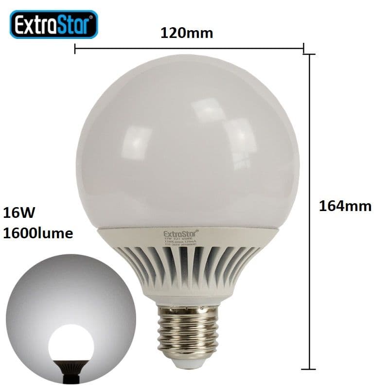 16W LED G120 Ball Bulb E27 Daylight 6500K