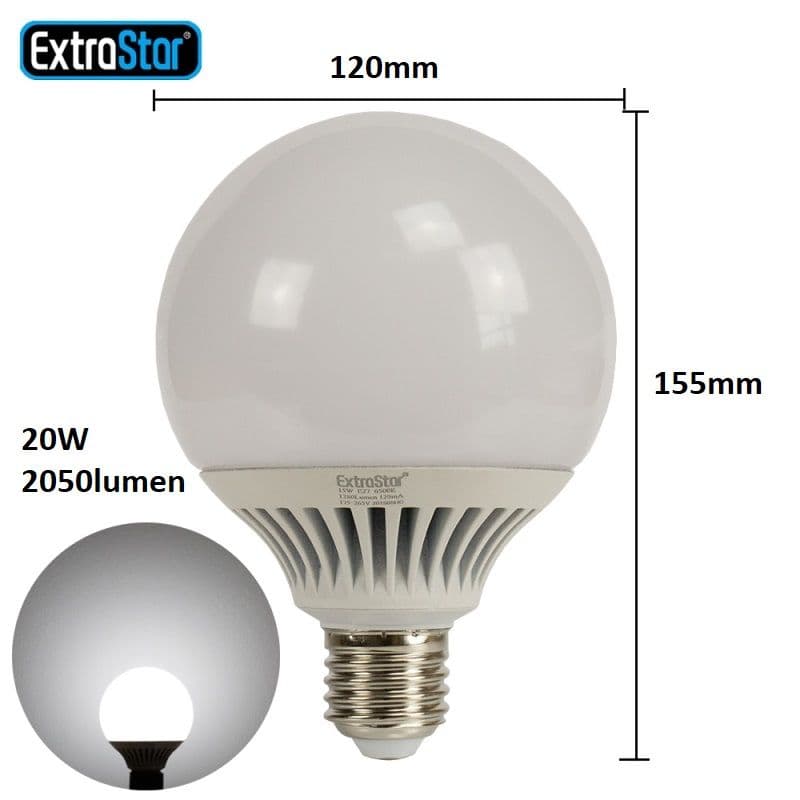 20W LED G120 Ball Bulb E27 Daylight 6500K