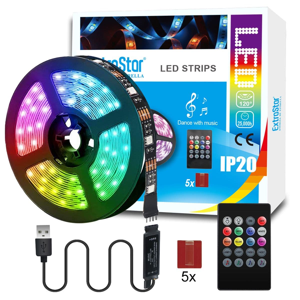 LED Strips Light Remote Control power USB 3M Christmas Decoration